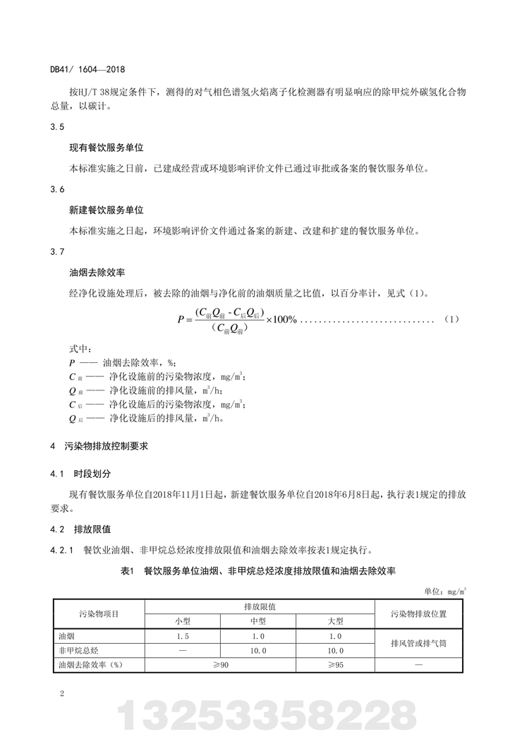 餐饮业新利官方网站污染物排放标准 河南省地方标准 DB 41/160